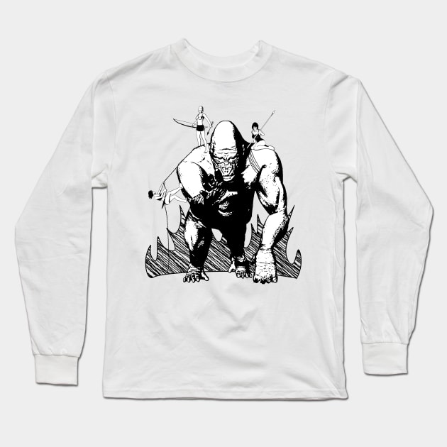 Jungle Girl Behemoth Long Sleeve T-Shirt by LordNeckbeard